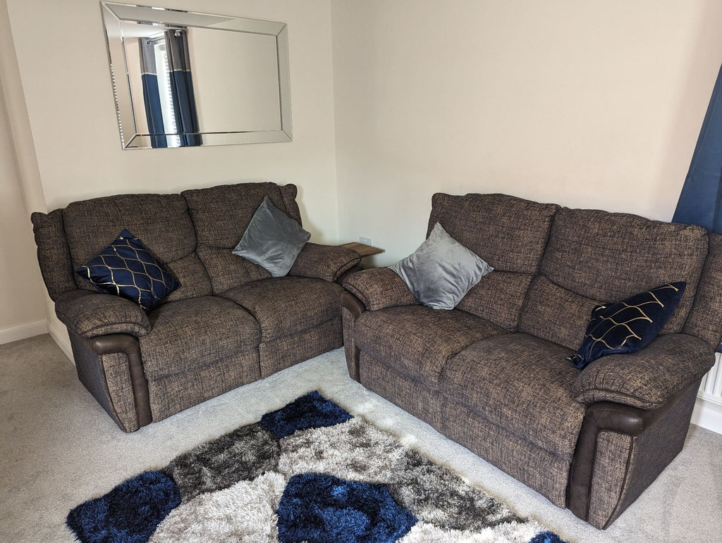 SCS Brown Fleck Two 2 Seater Sofas