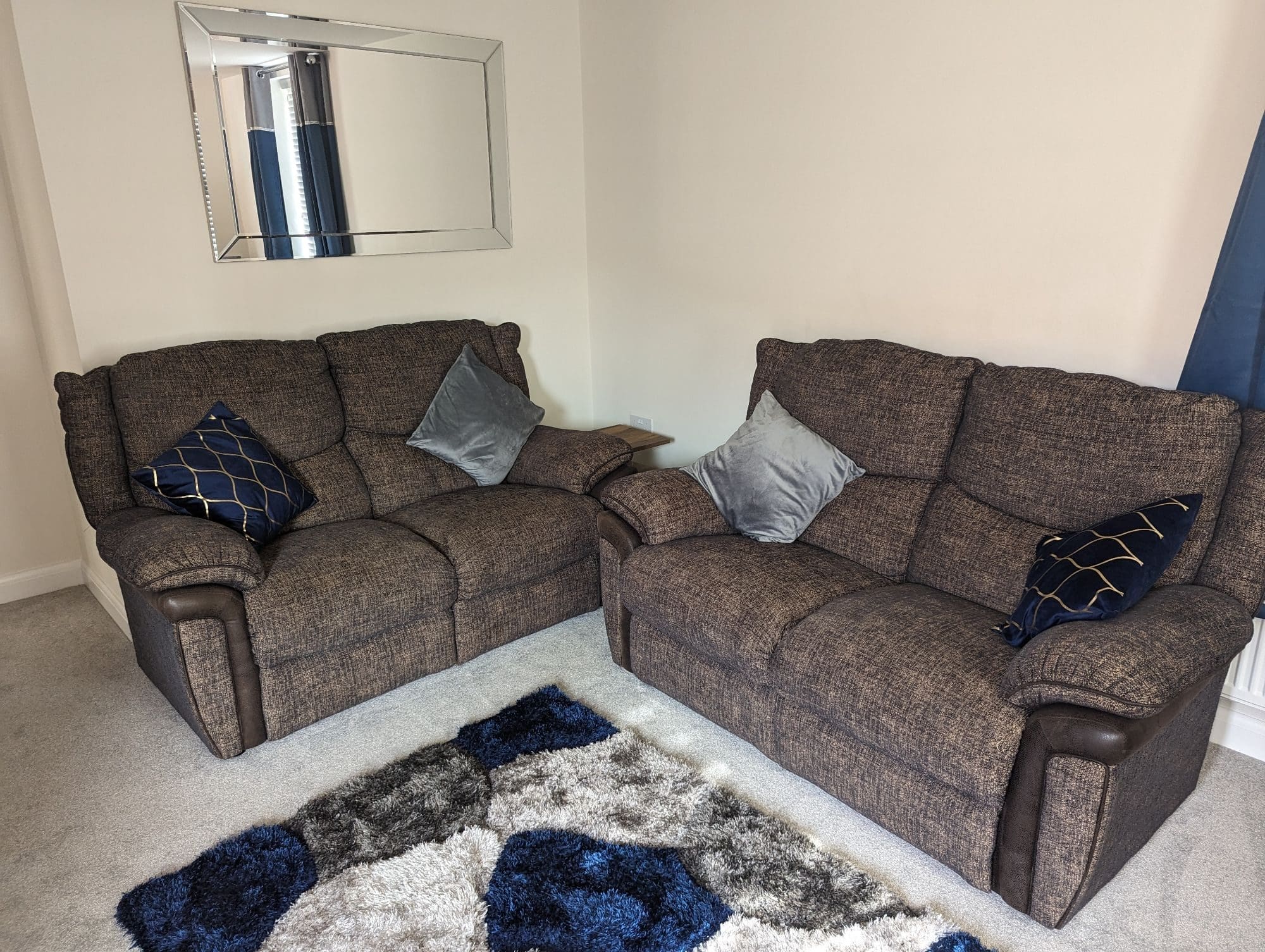 SCS Brown Fleck Two 2 Seater Sofas
