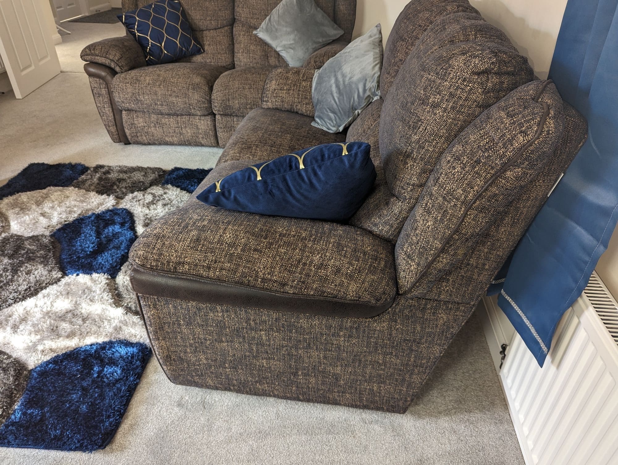 SCS Brown Fleck Two 2 Seater Sofas