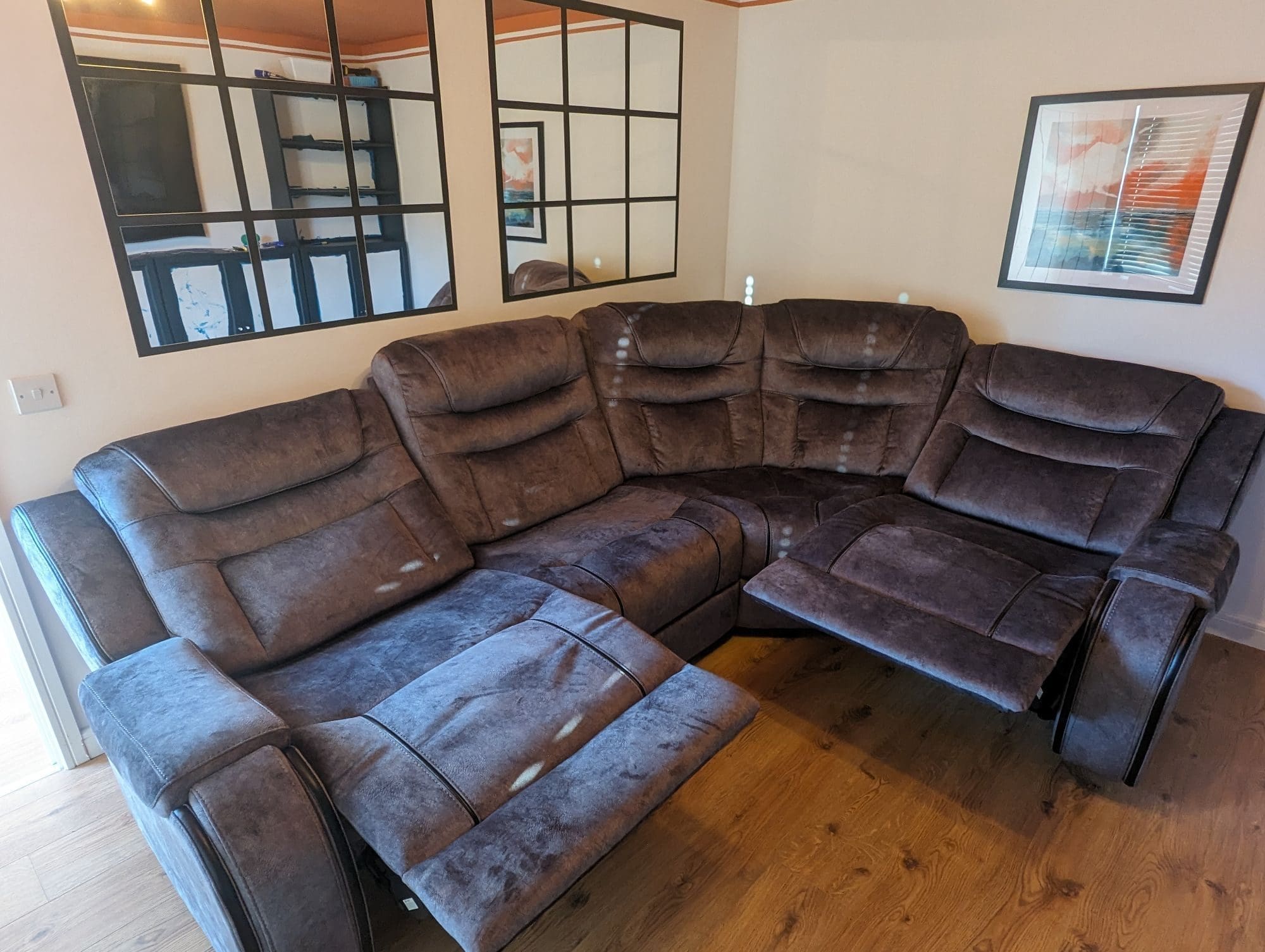 NCF Marble Grey Large Corner Recliner Sofa