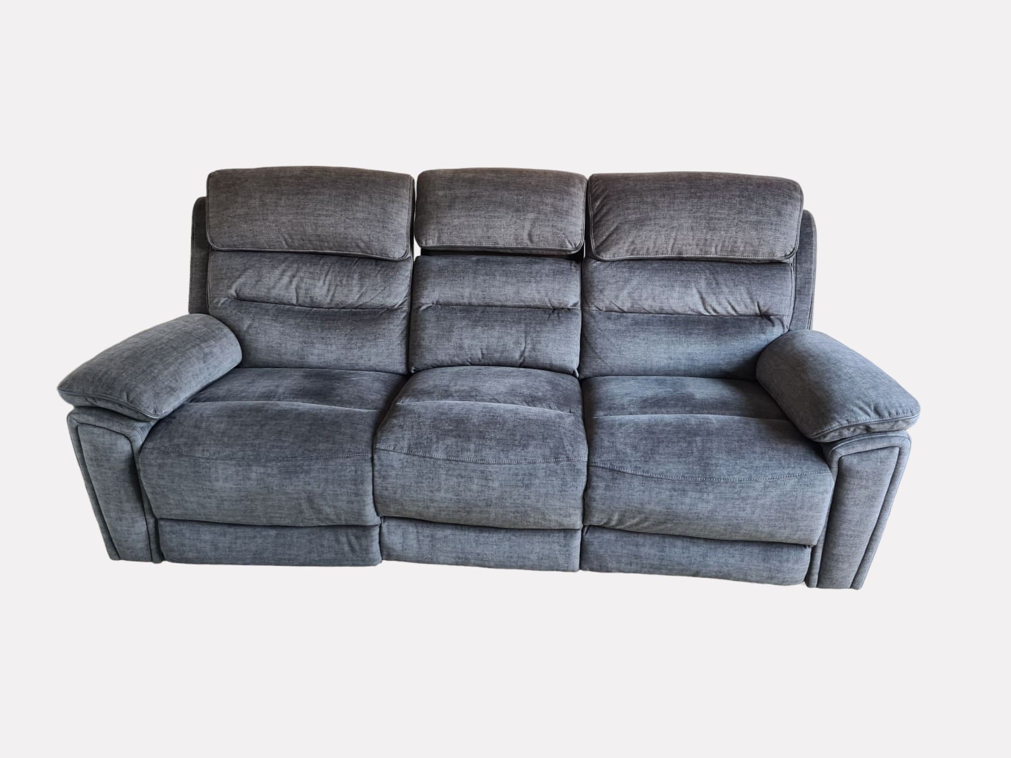 DFS Grey 3 Seater Electric Recliner Sofa with Center Console