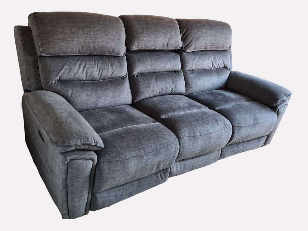 DFS Grey 3 Seater Electric Recliner Sofa with Center Console
