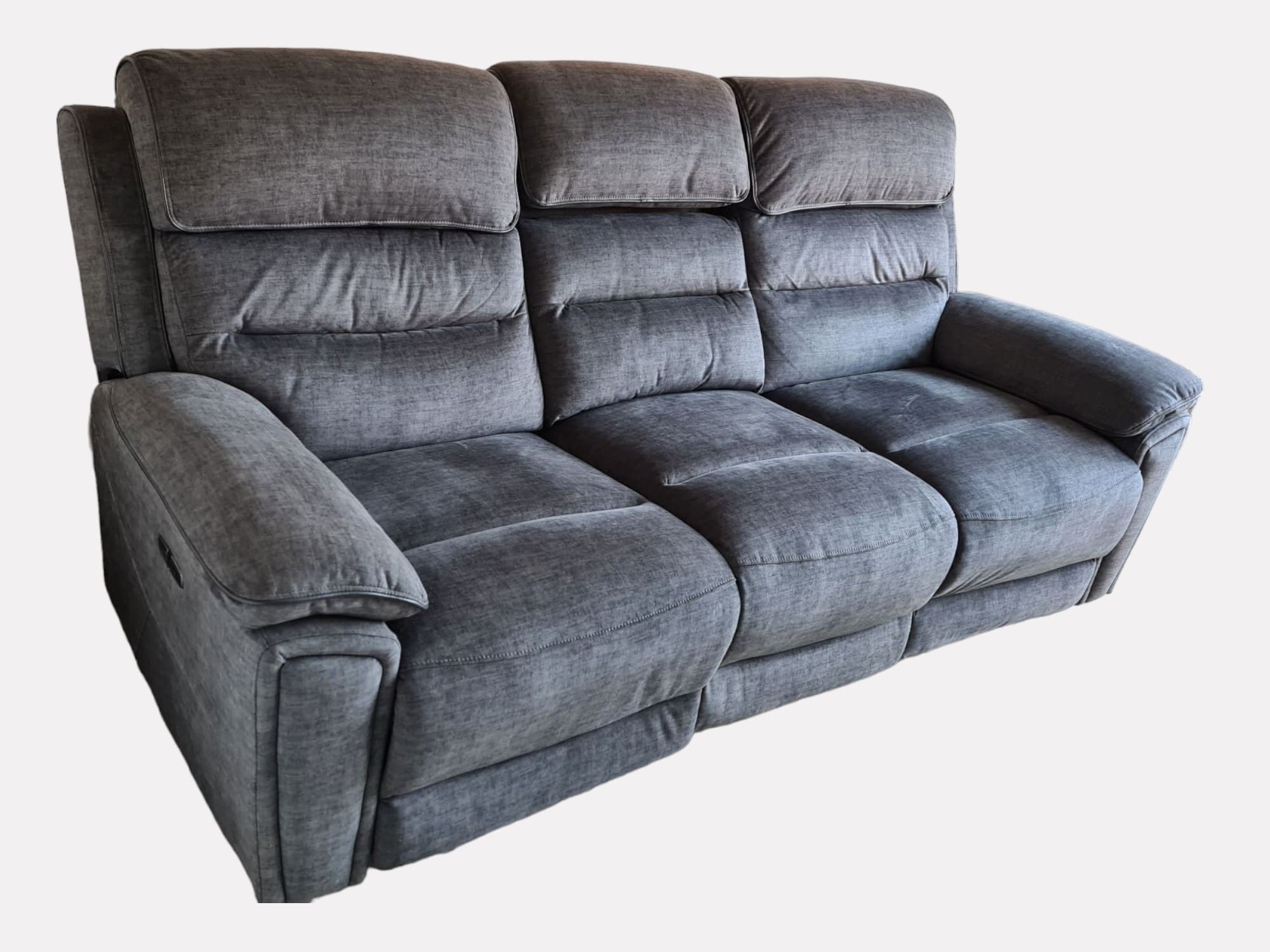 DFS Grey 3 Seater Electric Recliner Sofa with Center Console