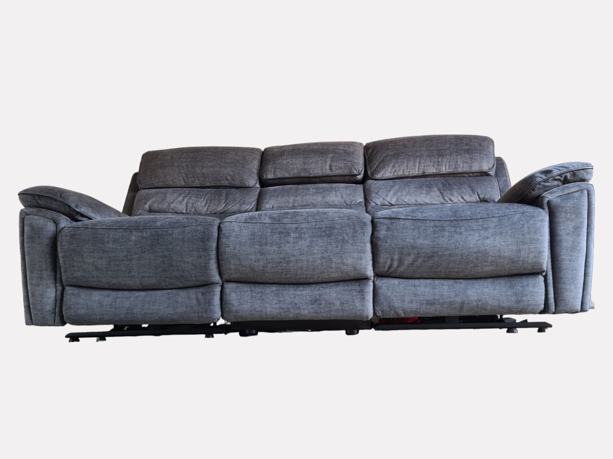 DFS Grey 3 Seater Electric Recliner Sofa with Center Console