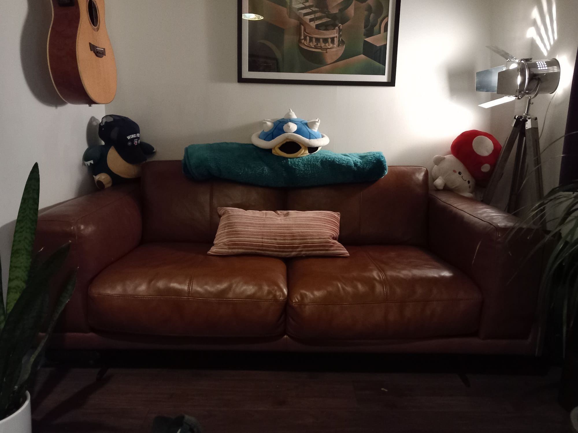 DFS FCUK Brown Leather 3 Seater Sofa