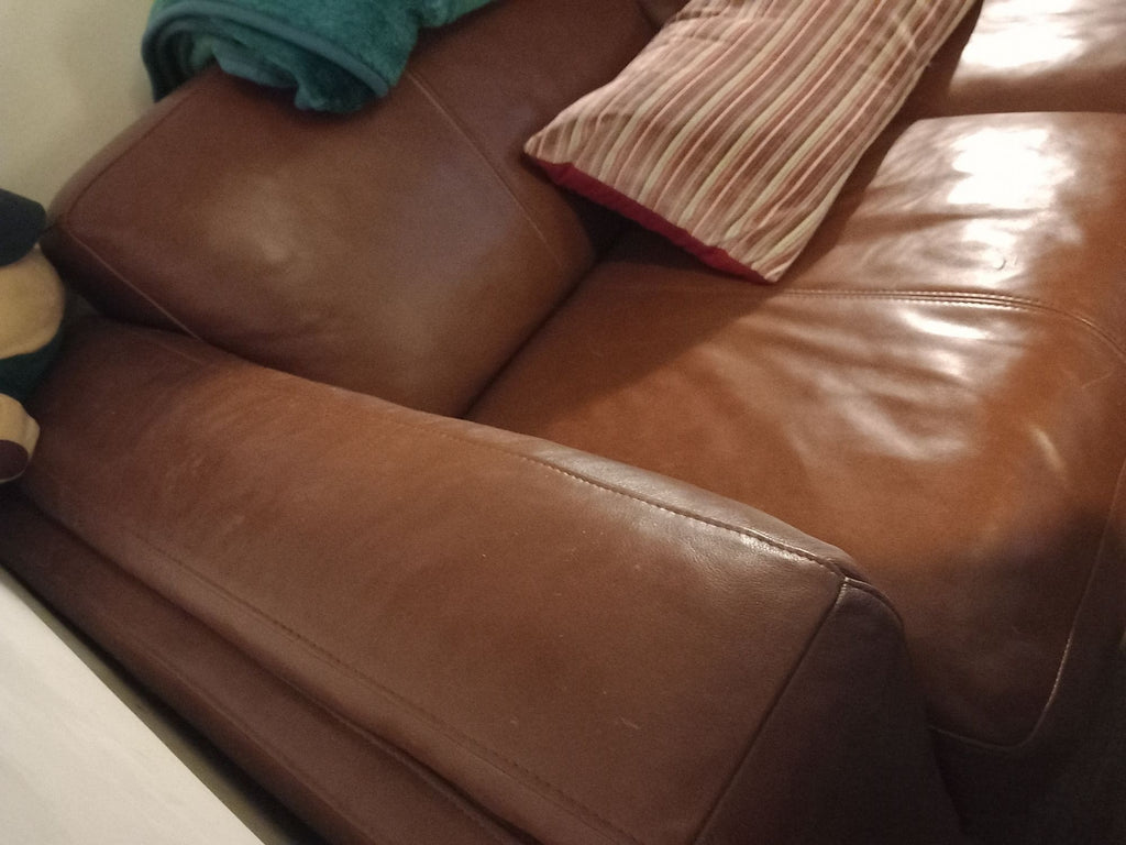 DFS FCUK Brown Leather 3 Seater Sofa