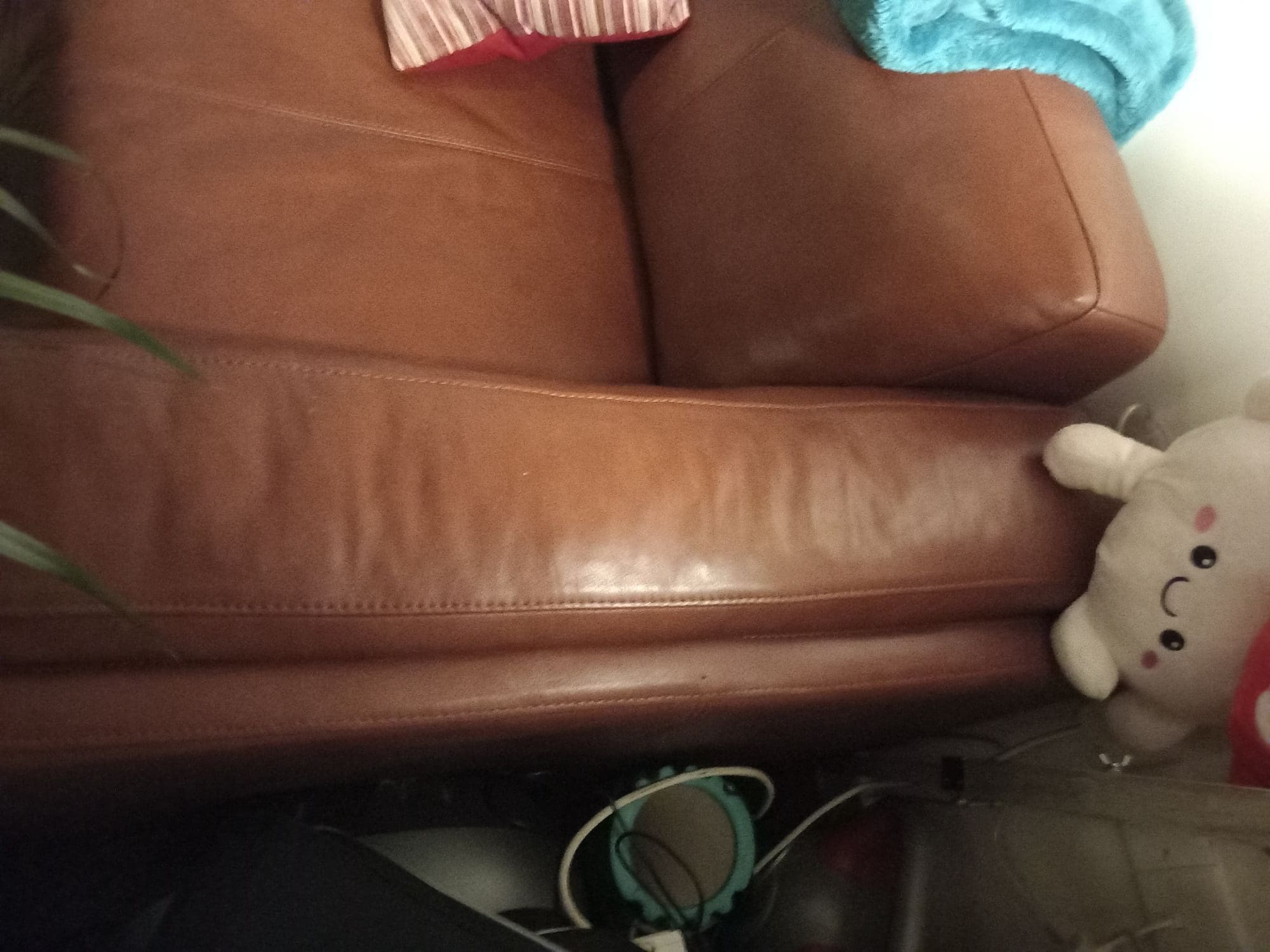 DFS FCUK Brown Leather 3 Seater Sofa