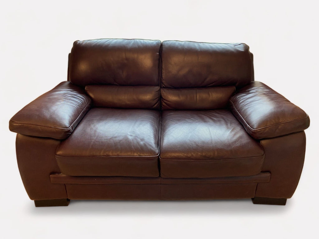 Harveys Brown Leather 3 and 2 Seater Sofa Set with Footstool