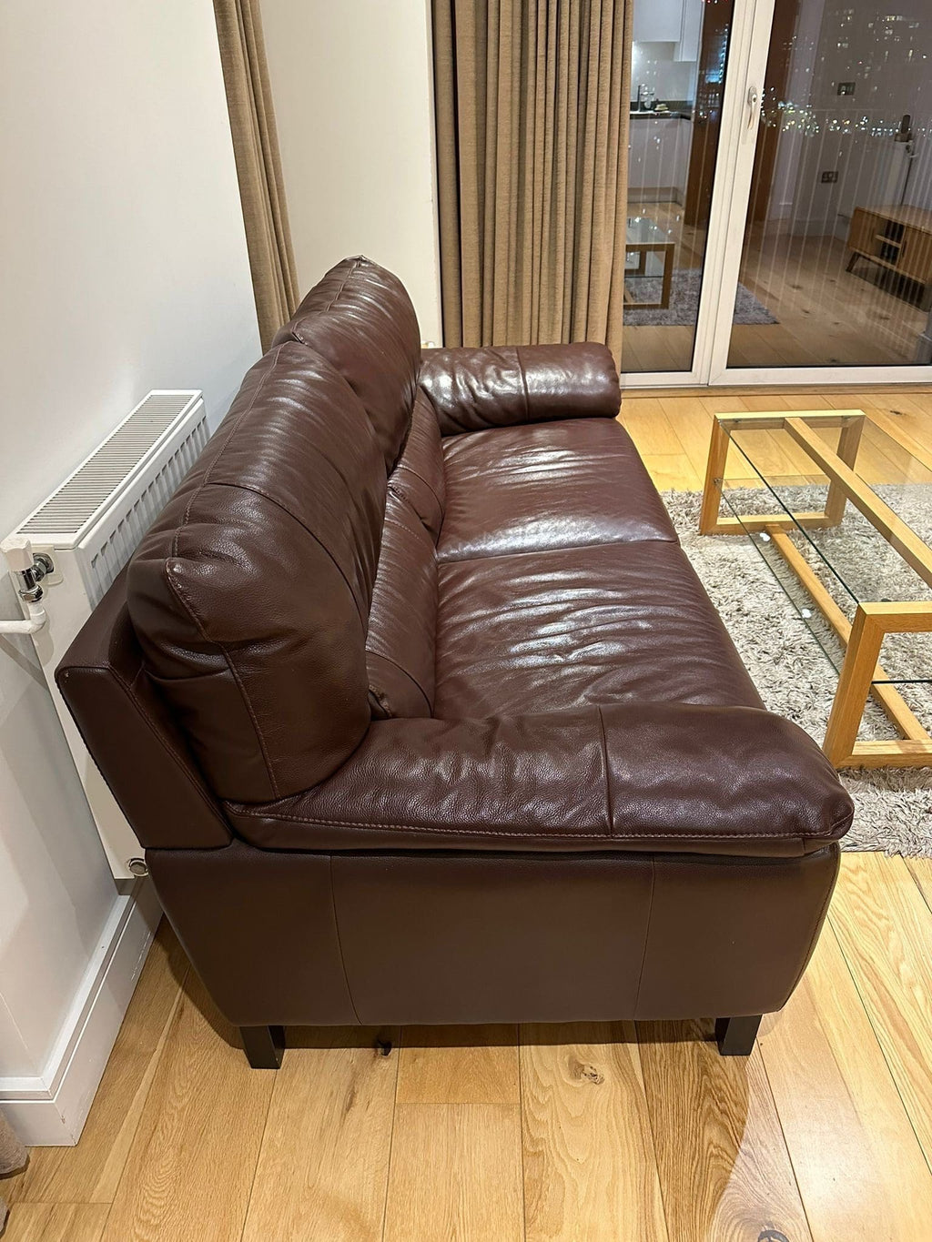 DFS Brown 3 Seater Leather Sofa