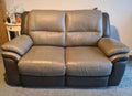 DFS Grey Leather 2 Seater Sofa