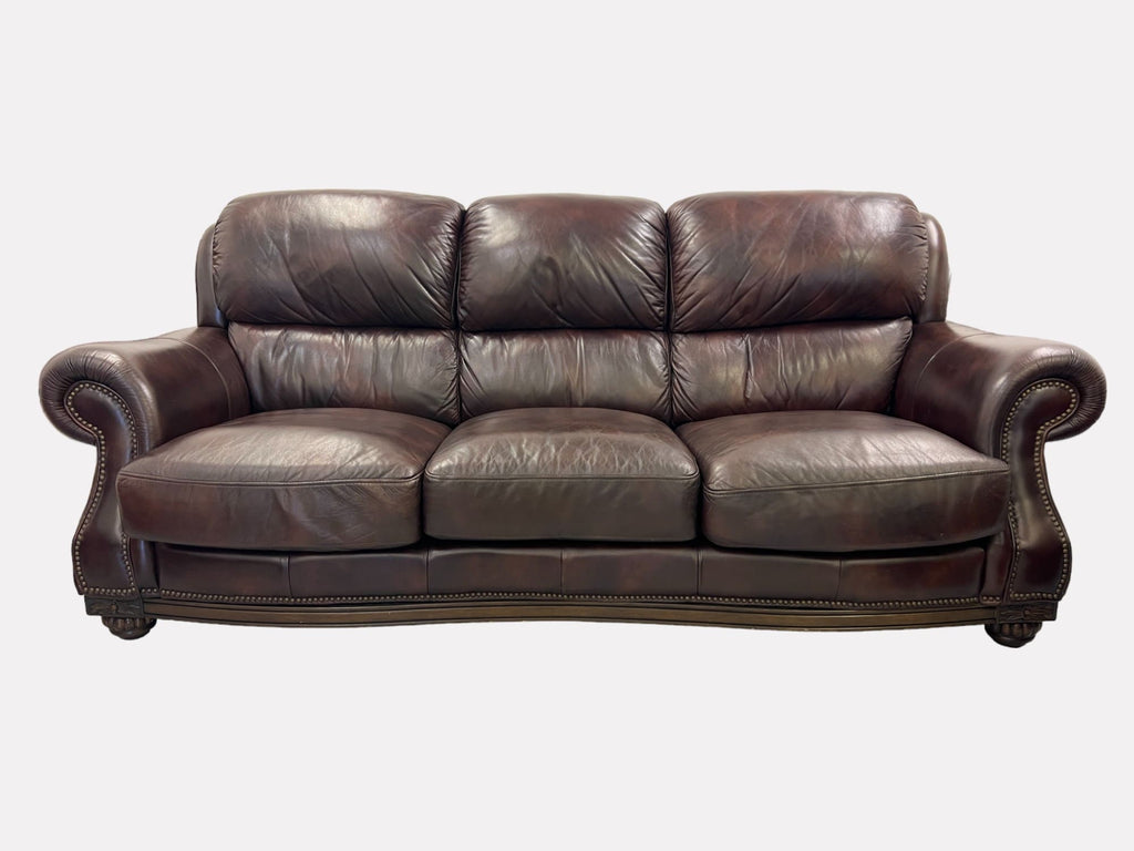 DFS Brown Leather 3 and 2 Seater Sofa Set
