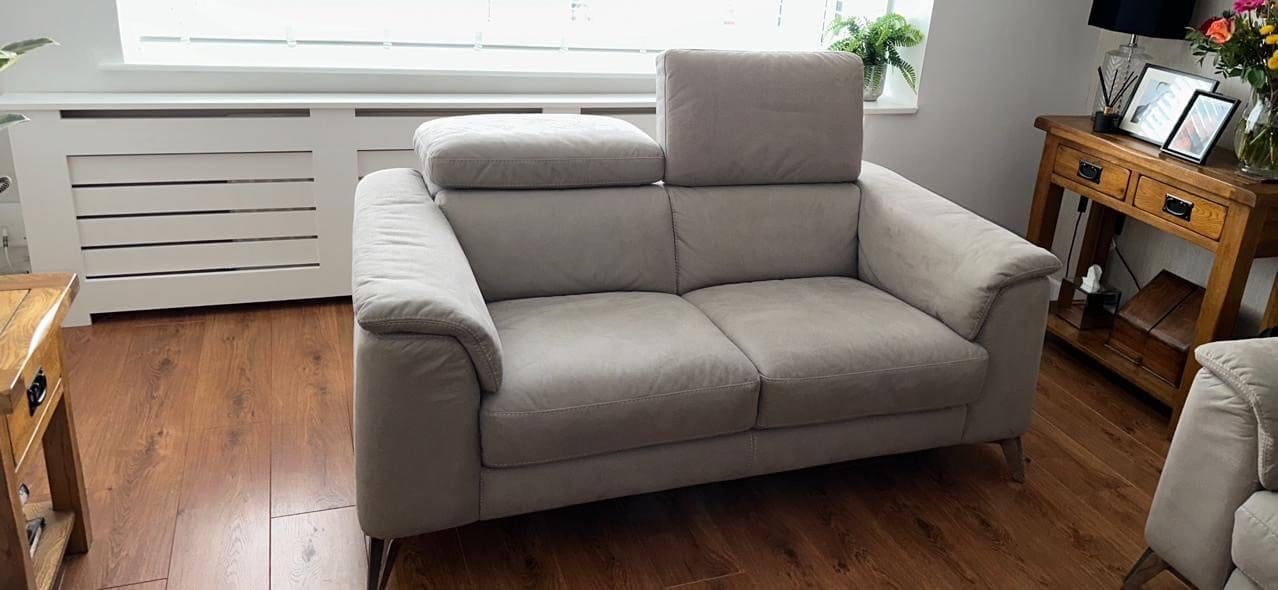 DFS Light Grey 2 and 3 Seater Electric Recliner Sofa Set with USB