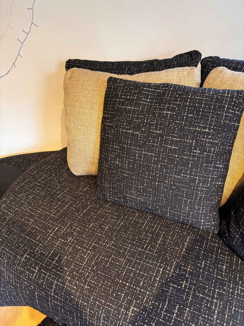 Roche Bobois Grey Speck 4 Seater Sofa with Footstool