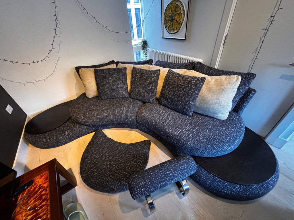 Roche Bobois Grey Speck 4 Seater Sofa with Footstool