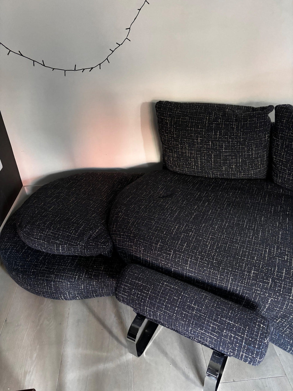 Roche Bobois Grey Speck 4 Seater Sofa with Footstool