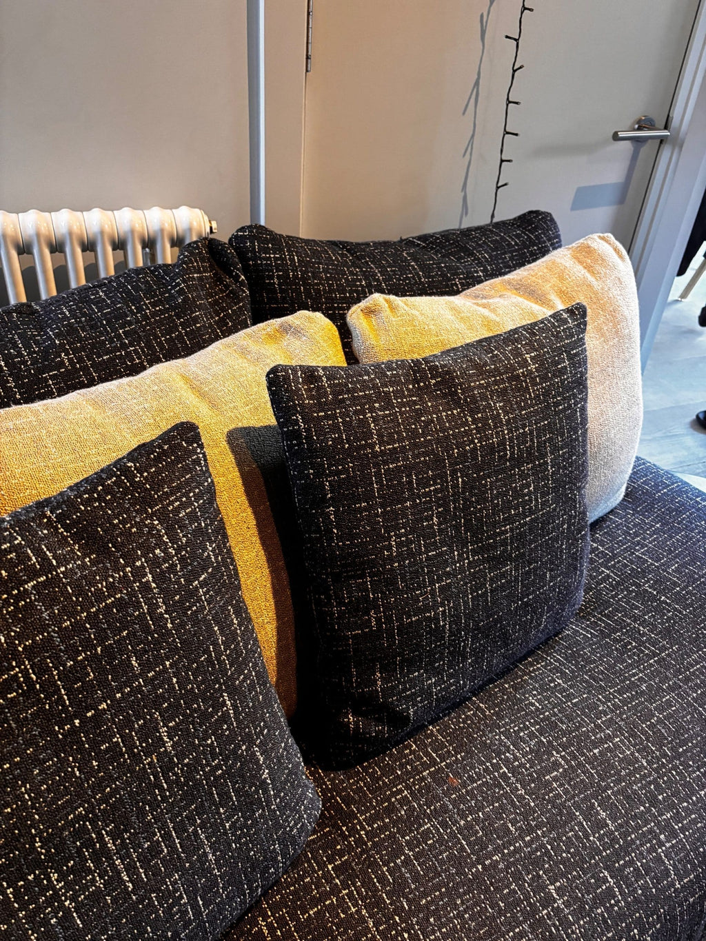 Roche Bobois Grey Speck 4 Seater Sofa with Footstool