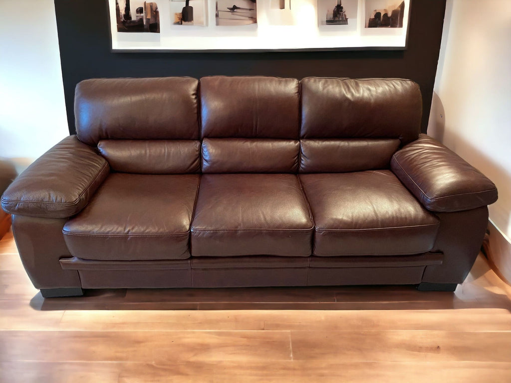 Harveys Brown Leather 3 and 2 Seater Sofa Set with Footstool
