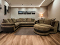 DFS Brown Large Corner Sofa with Cuddle Chair and Footstool