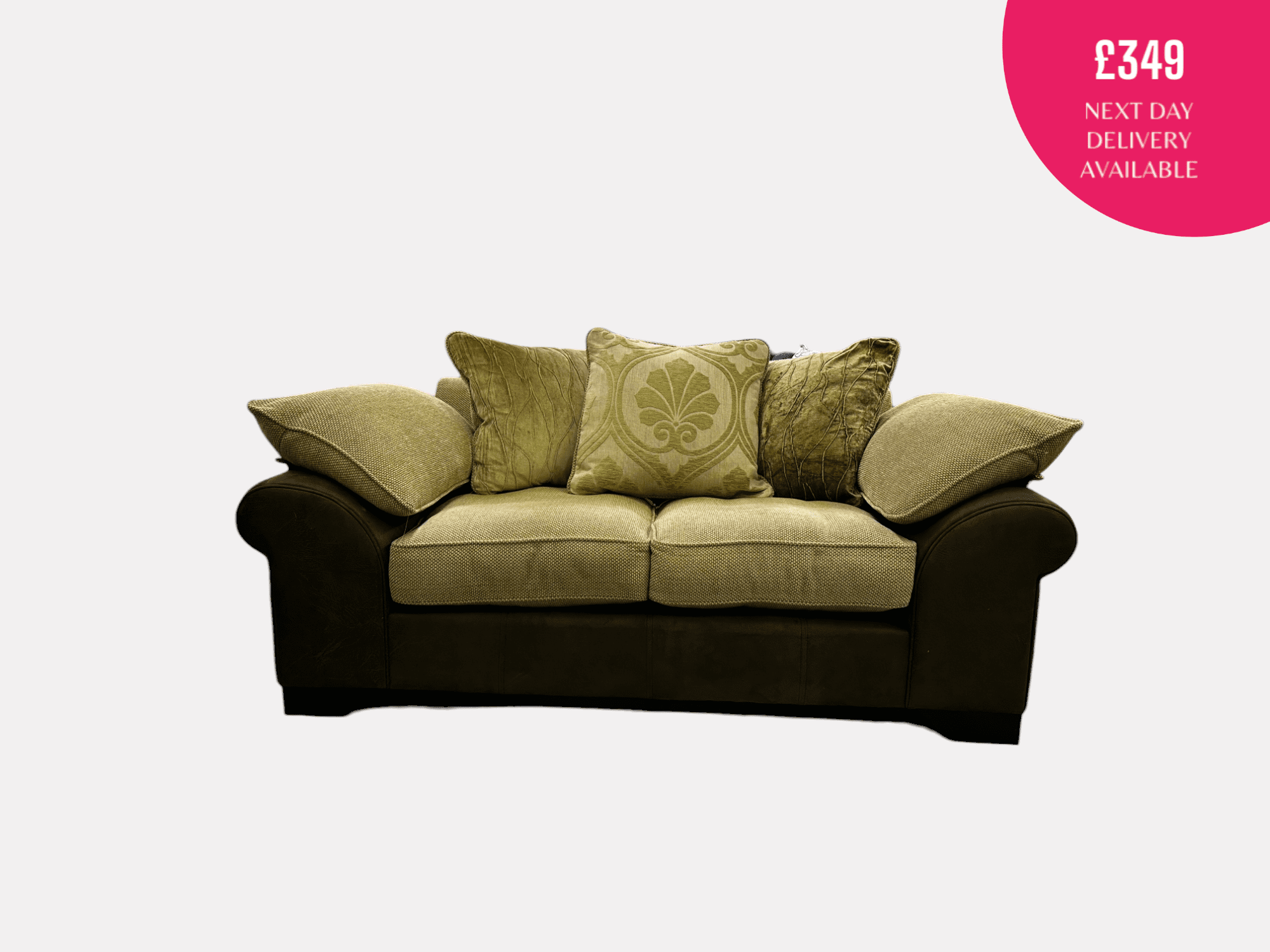DFS Beige and Brown 3 & 2 Seater Sofa Set