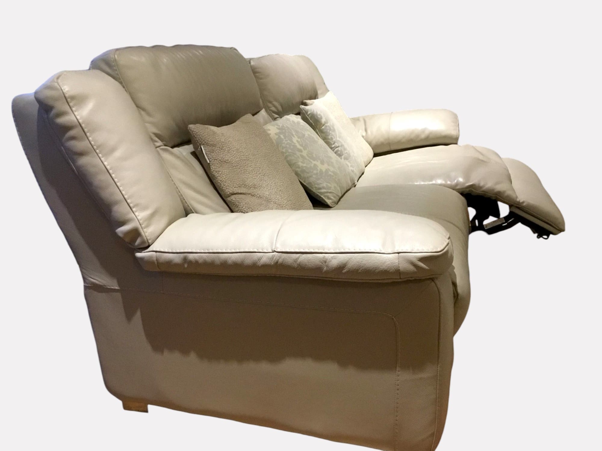 DFS Cream Leather 3 Seater Recliner Sofa