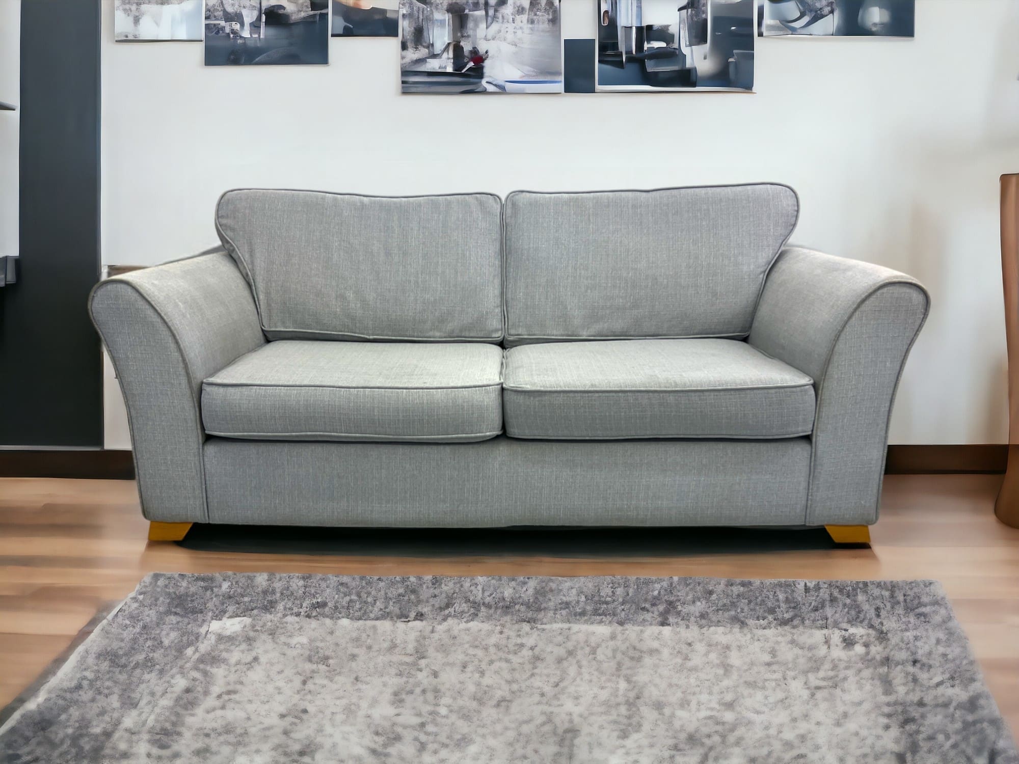 DFS Grey Blue 3 Seater Sofa