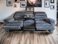 DFS Grey 3 Seater Electric Recliner Sofa with Center Console