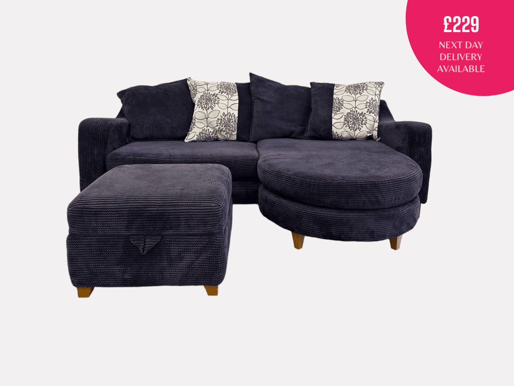 DFS Purple Cord Corner Sofa
