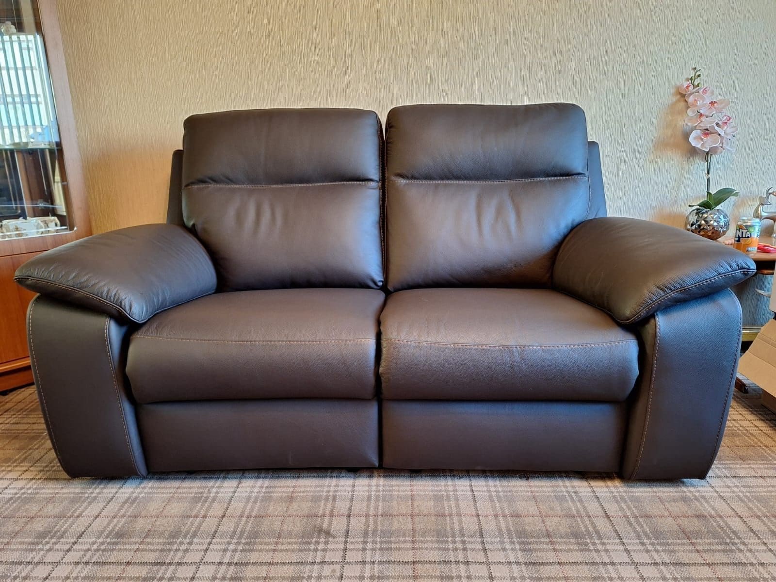 Sterling Furniture Brown 2 Seater Electric Sofa Set with Armchair
