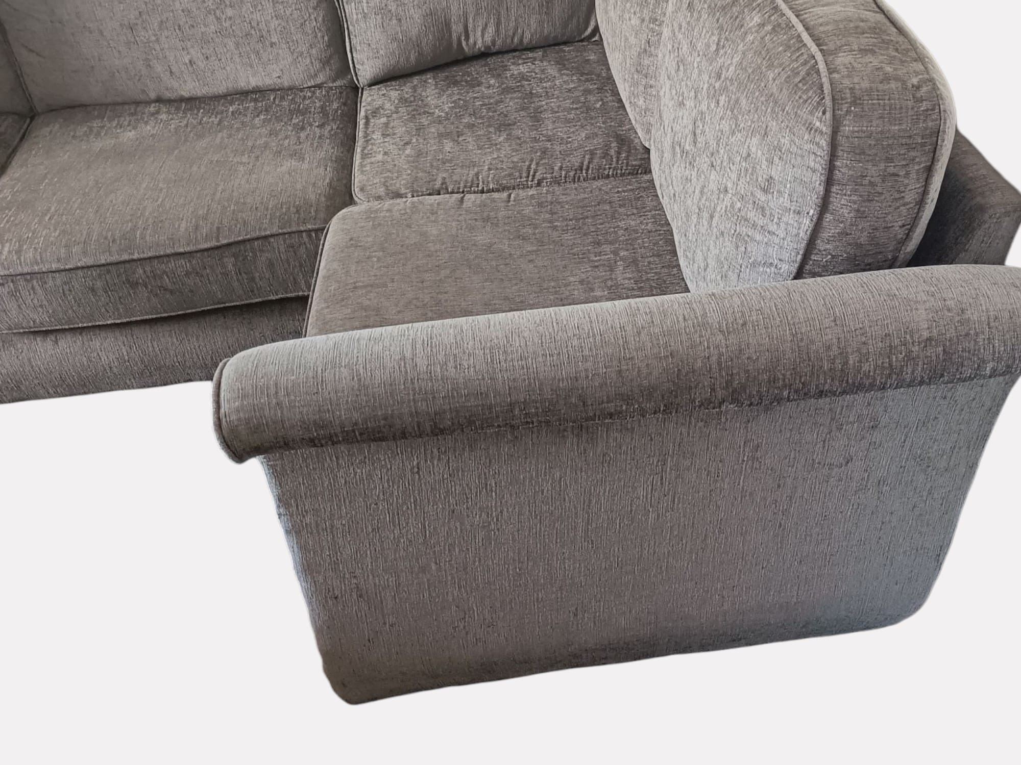 SCS Grey Corner Sofa with Studded Arms