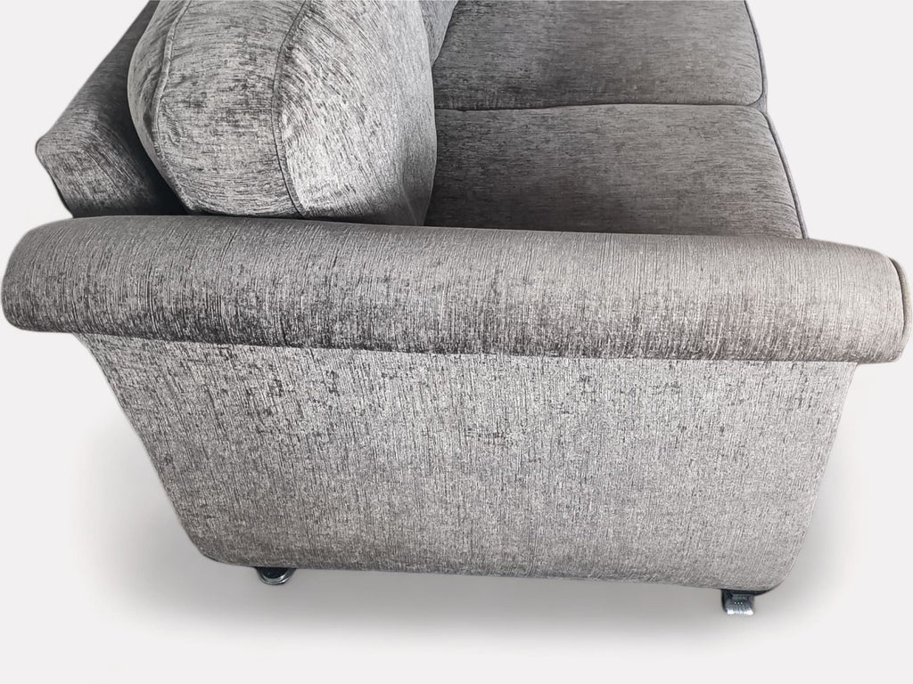 SCS Grey Corner Sofa with Studded Arms