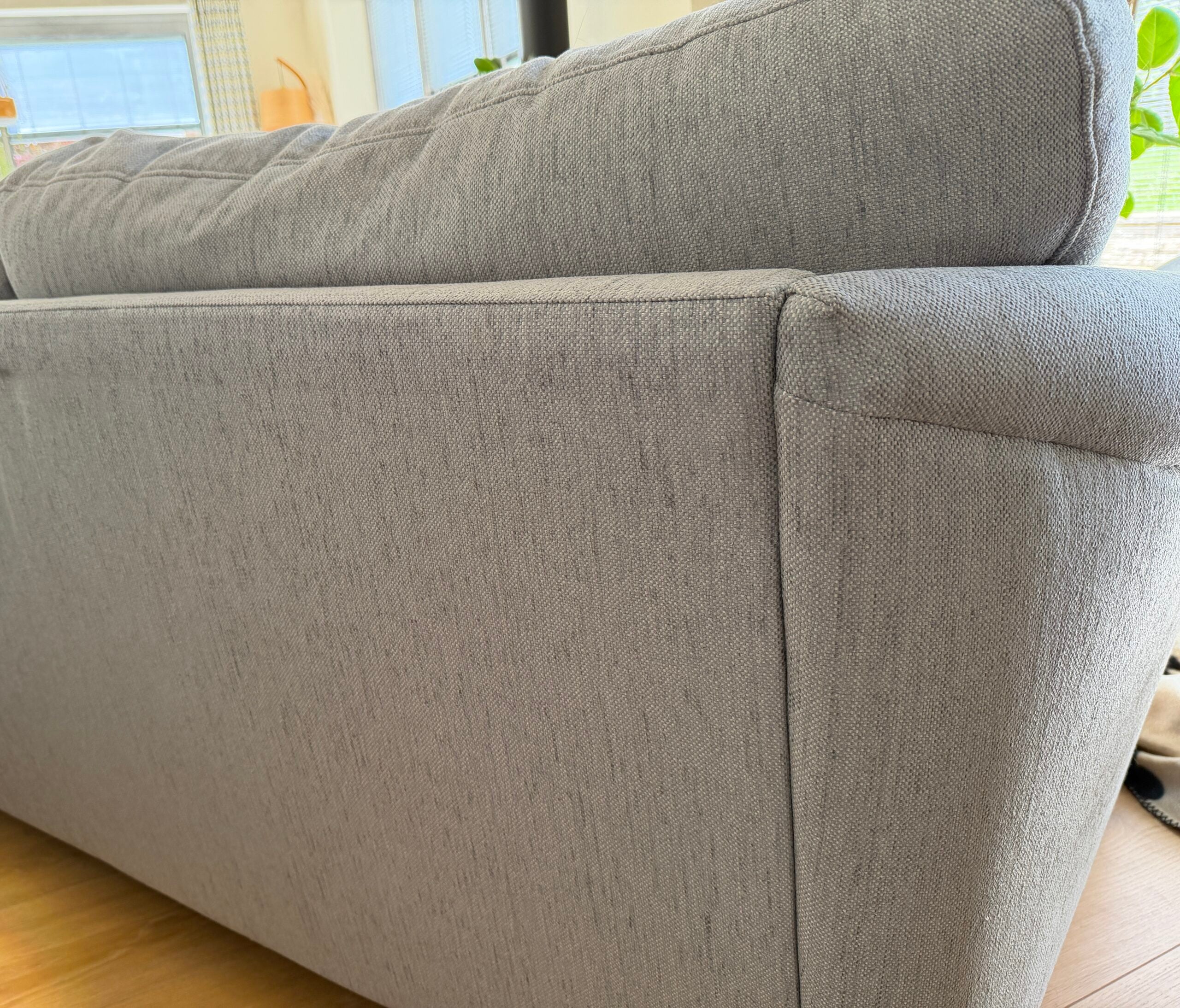 Ercol Triggiano 3 seater Sofa in soft blue, with solid oak frame