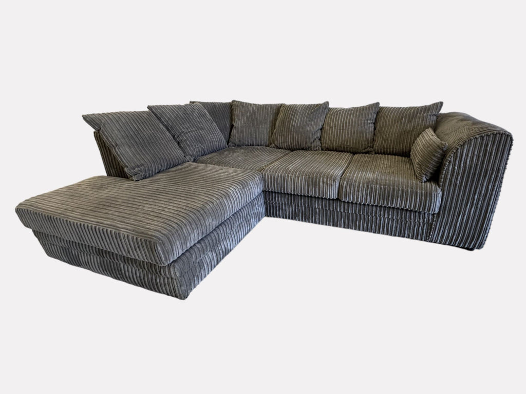 Grey Cord L-Shape Corner Sofa