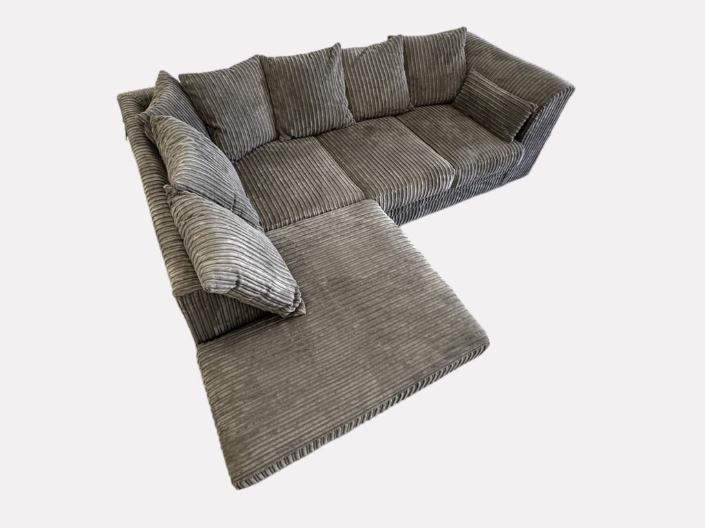 Grey Cord L-Shape Corner Sofa