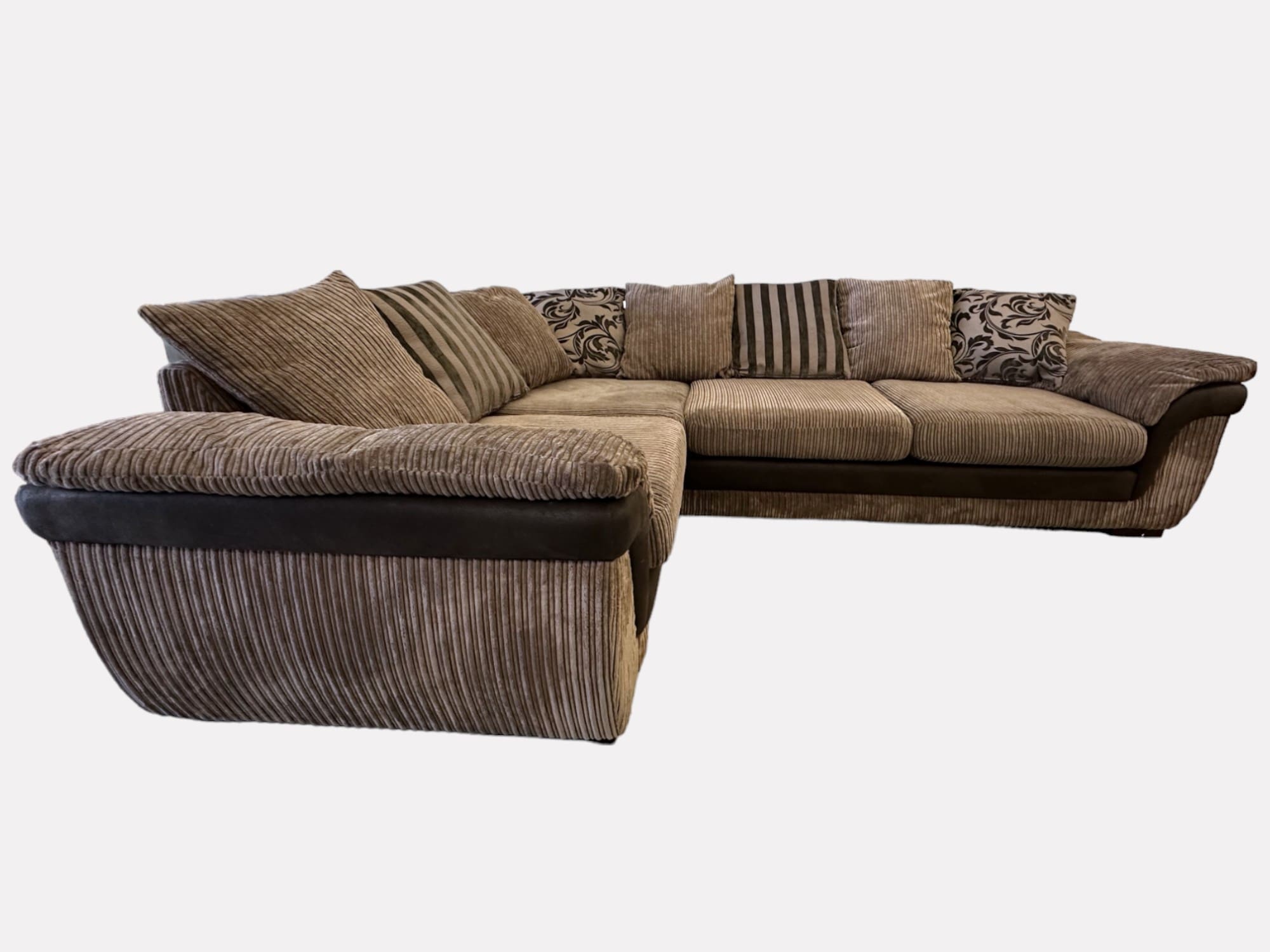 DFS Large Brown Cord Corner Sofa