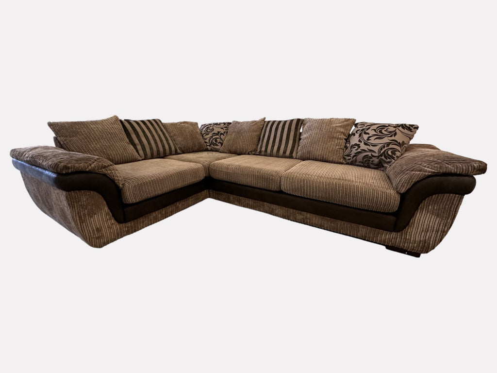 DFS Large Brown Cord Corner Sofa