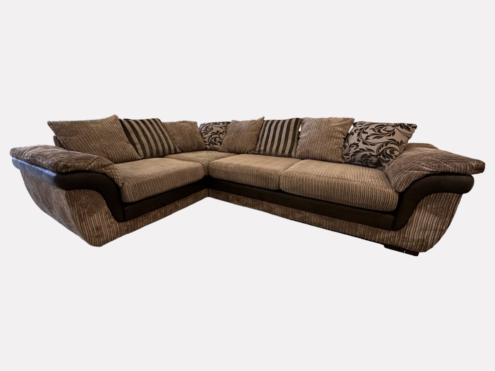 DFS Large Brown Cord Corner Sofa