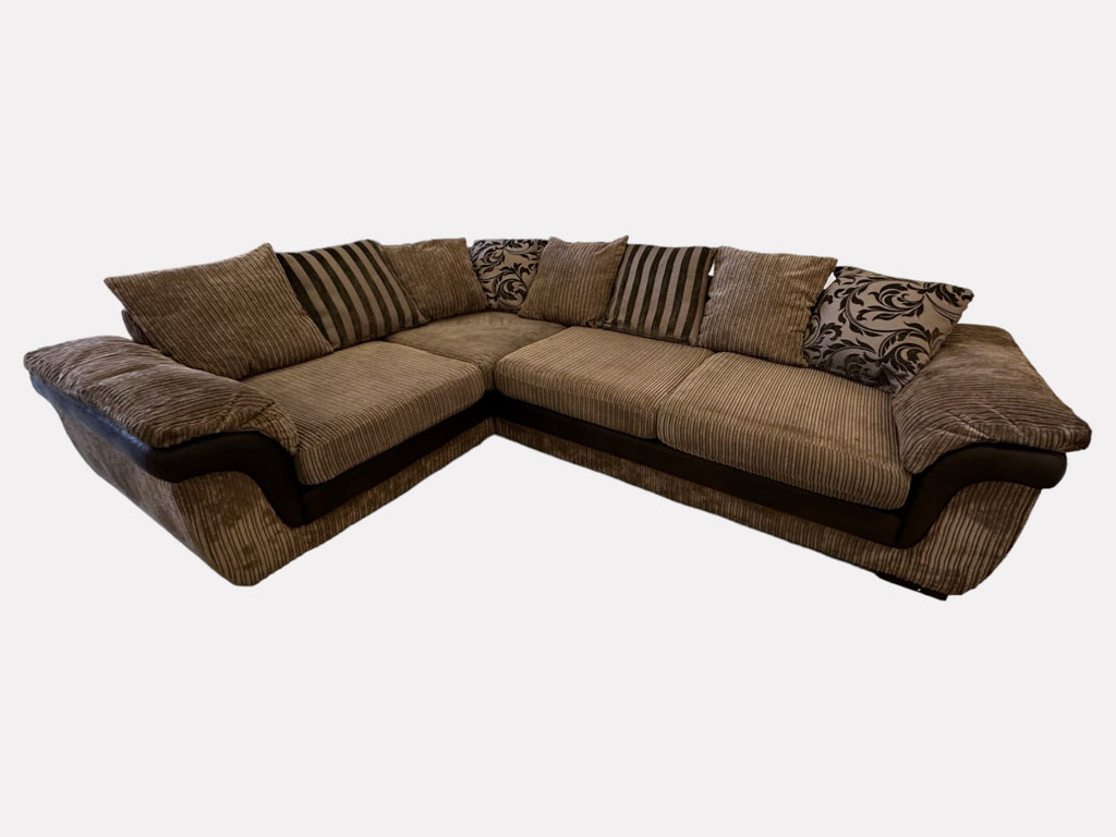 DFS Large Brown Cord Corner Sofa