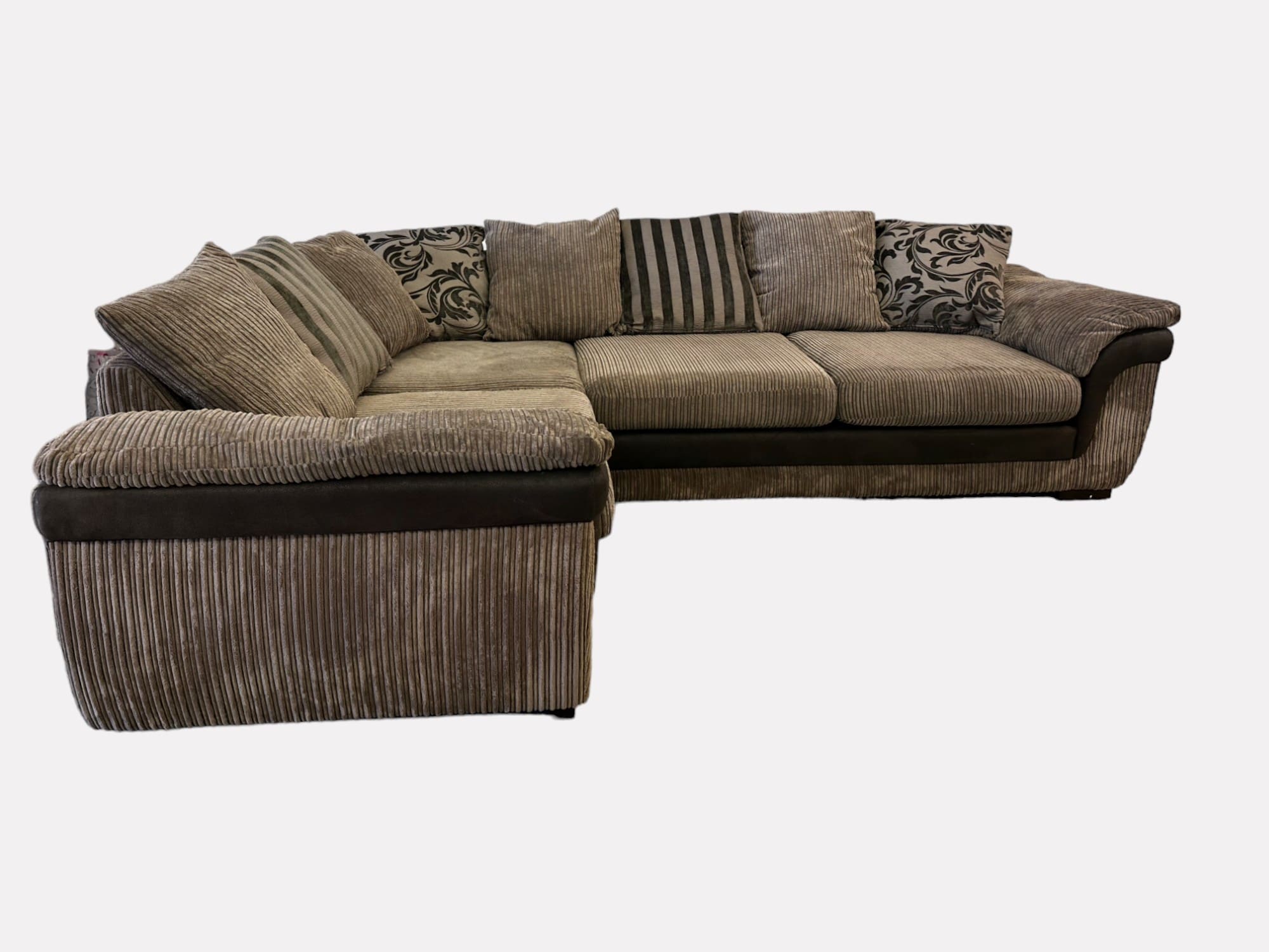 DFS Large Brown Cord Corner Sofa