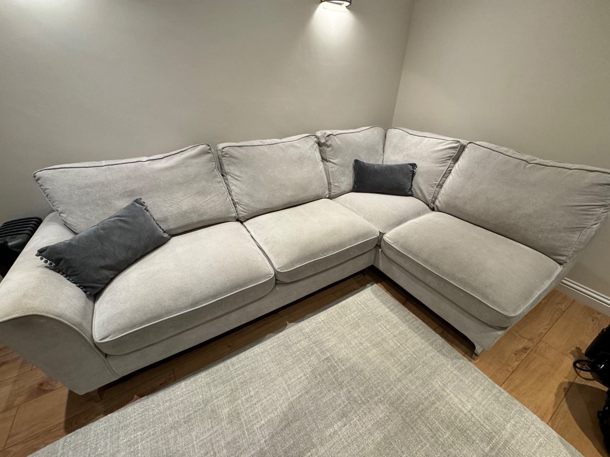 Furniture Village Grey Corner Sofa and Footstool