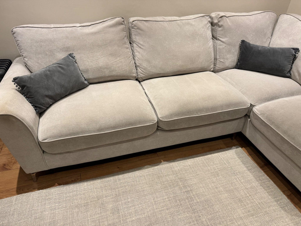 Furniture Village Grey Corner Sofa and Footstool