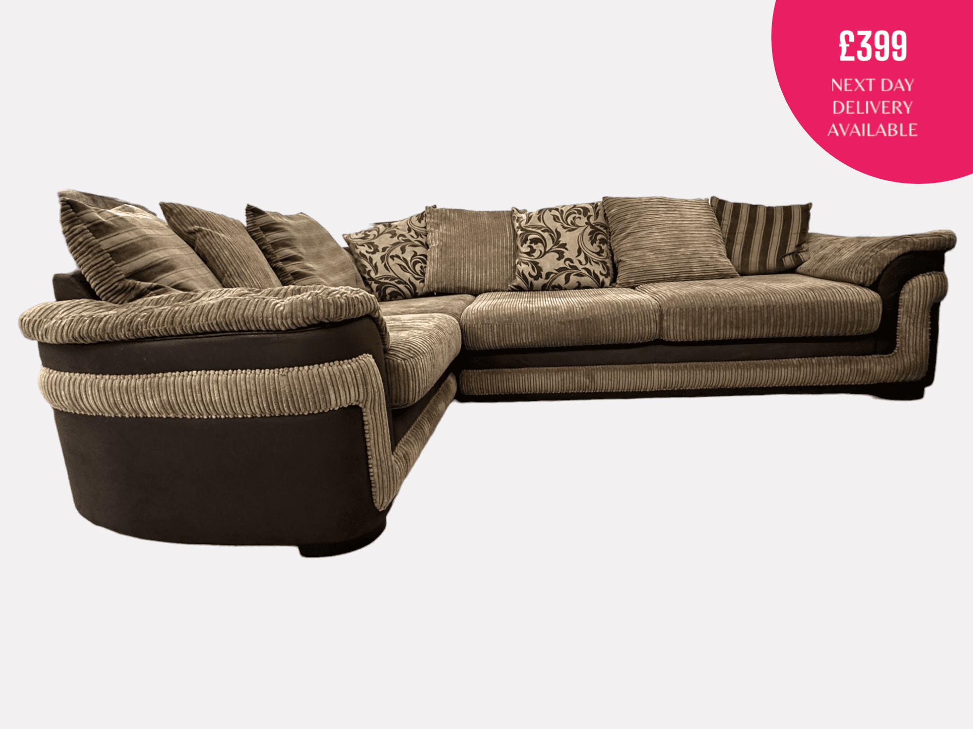 DFS Brown Large Corner Sofa with Cuddle Chair and Footstool