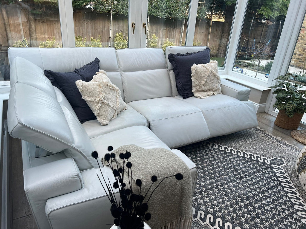 Natuzzi Cream Electric Corner Recliner Sofa