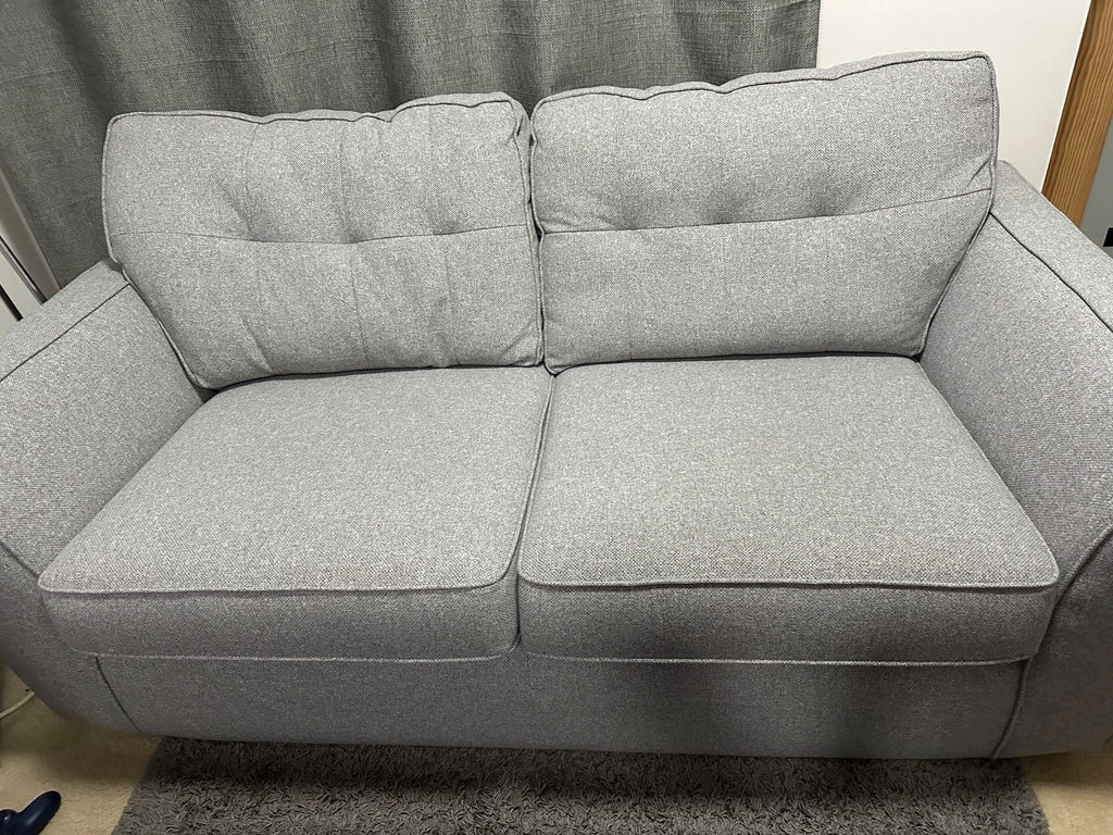 DFS Light Grey 2 and 3 Seater Sofa Set with Footstool