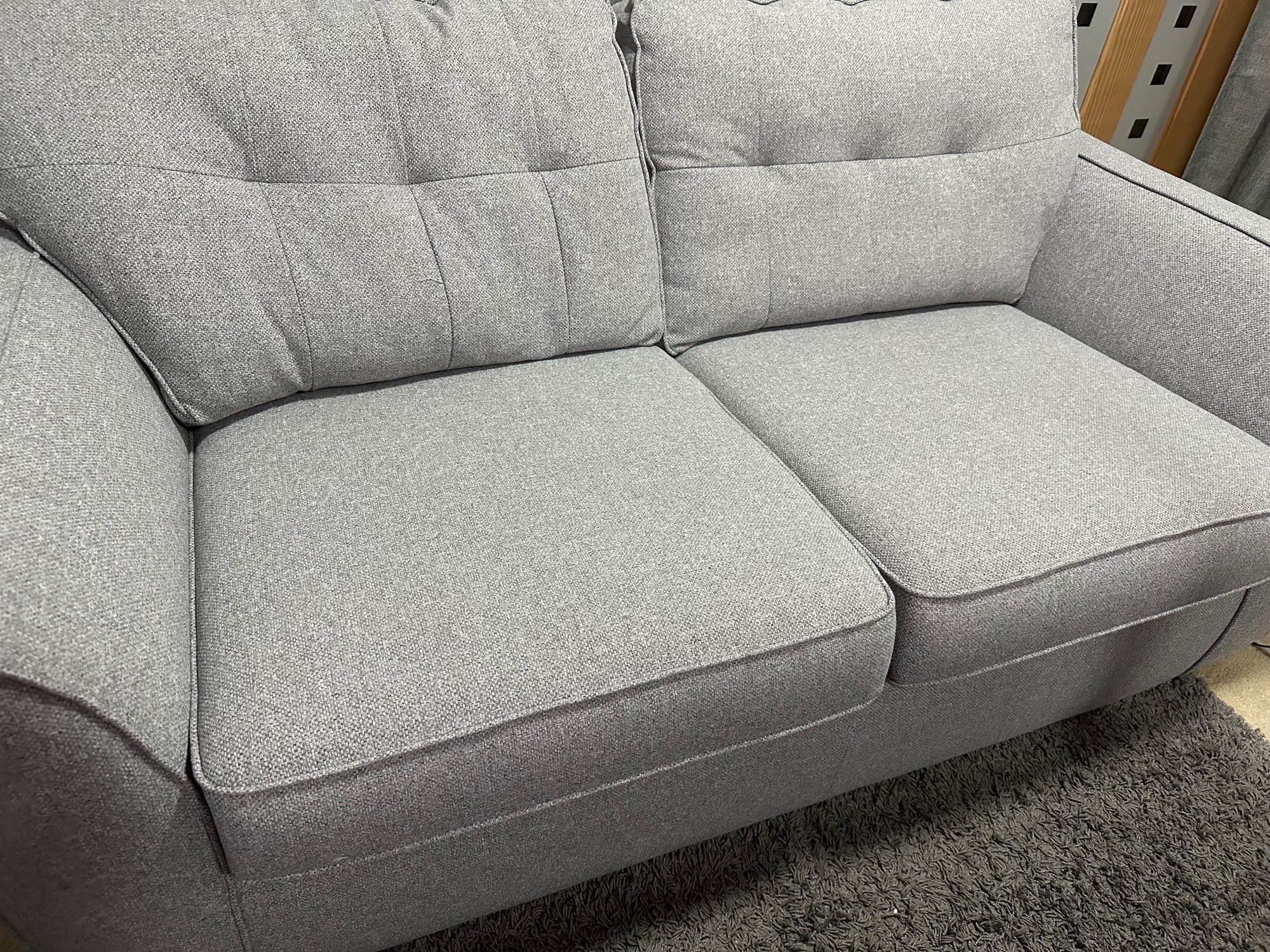 DFS Light Grey 2 and 3 Seater Sofa Set with Footstool