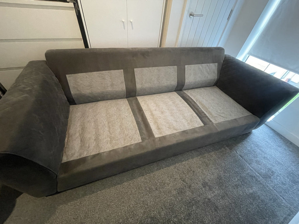 DFS Grey 4 Seater Sofa with CrissCross Arms Detailing