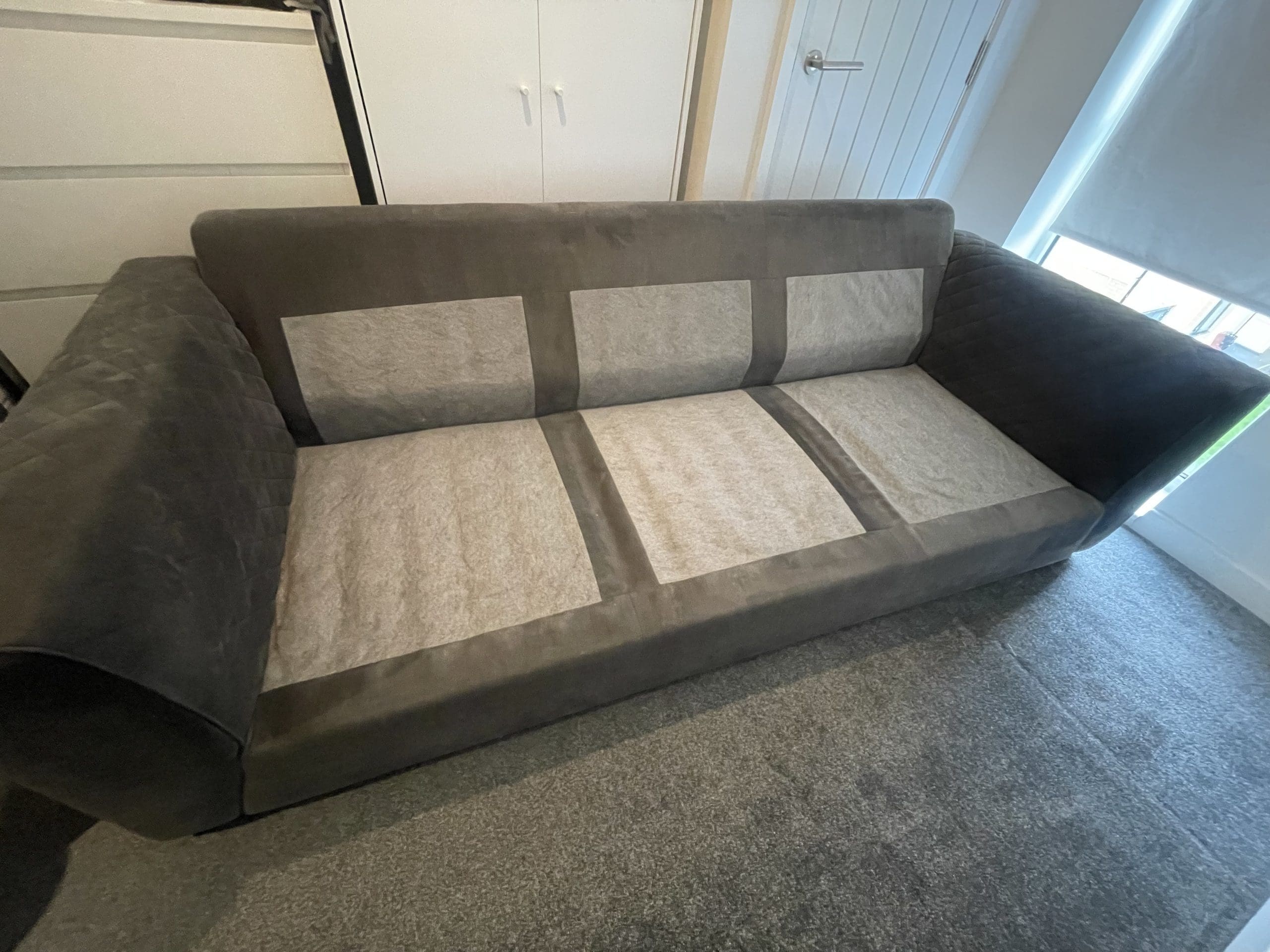 DFS Grey 4 Seater Sofa with CrissCross Arms Detailing