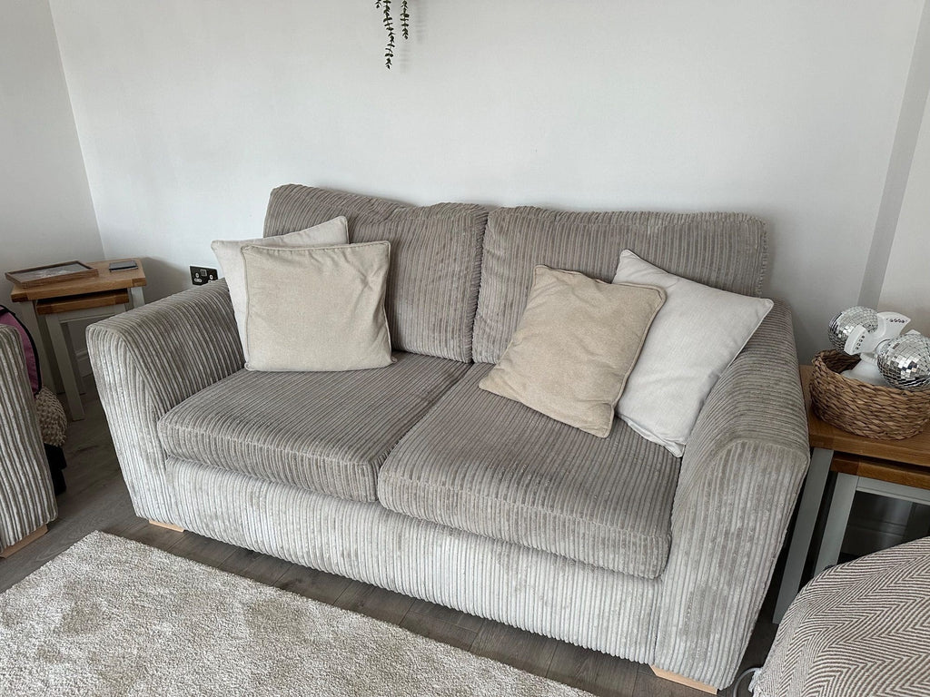 DFS Grey Cord 3 and 2 Seater Sofas