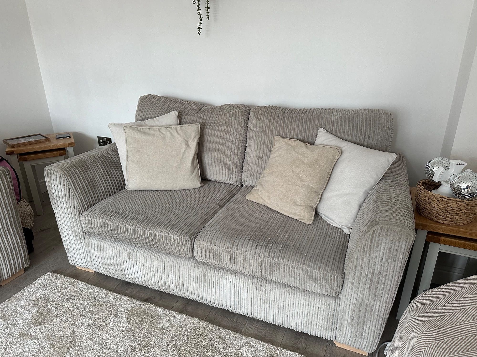 DFS Grey Cord 3 and 2 Seater Sofas