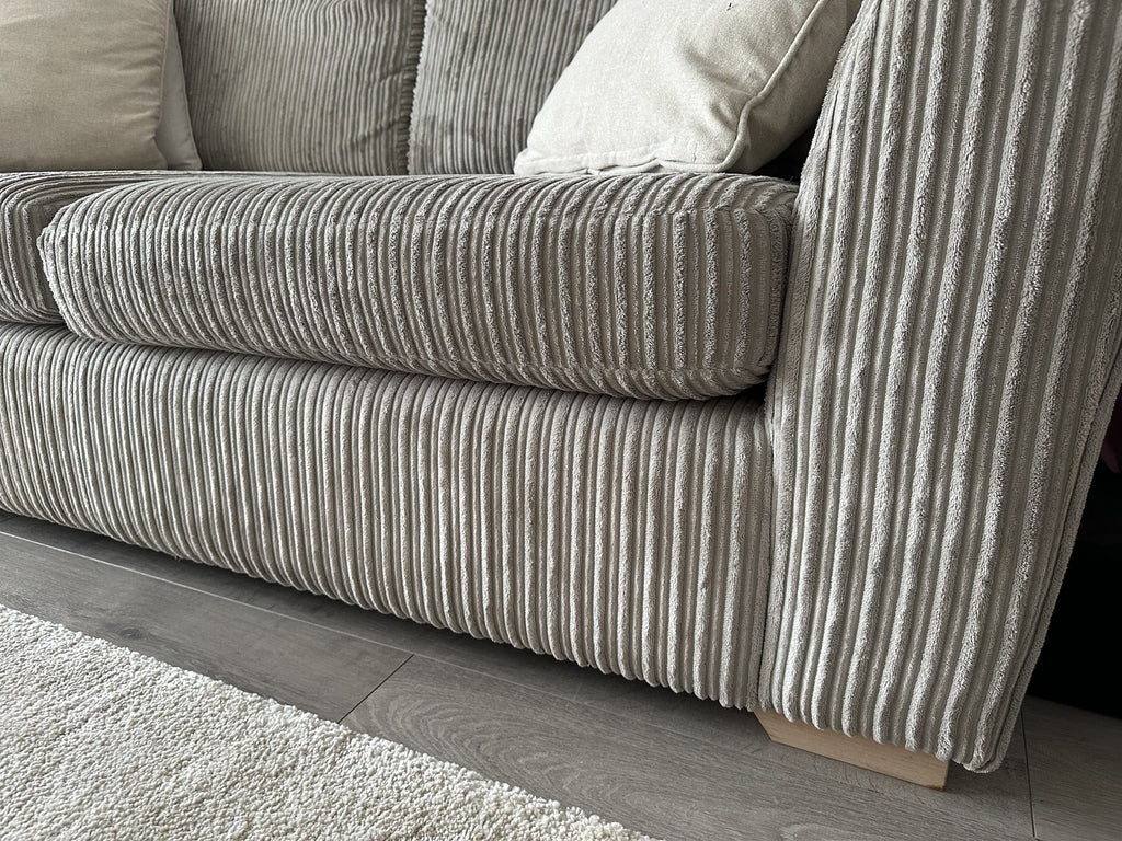 DFS Grey Cord 3 and 2 Seater Sofas