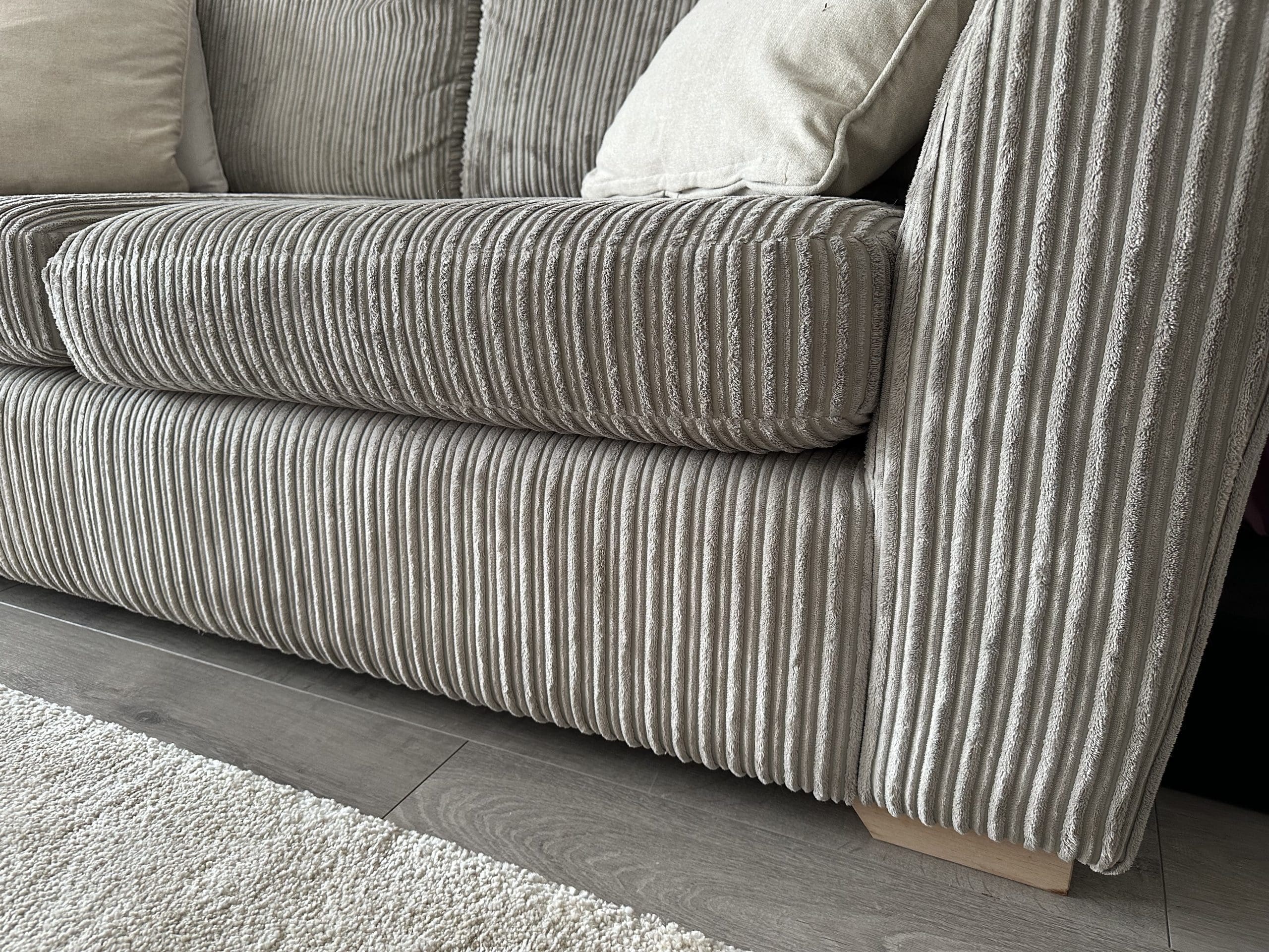 DFS Grey Cord 3 and 2 Seater Sofas